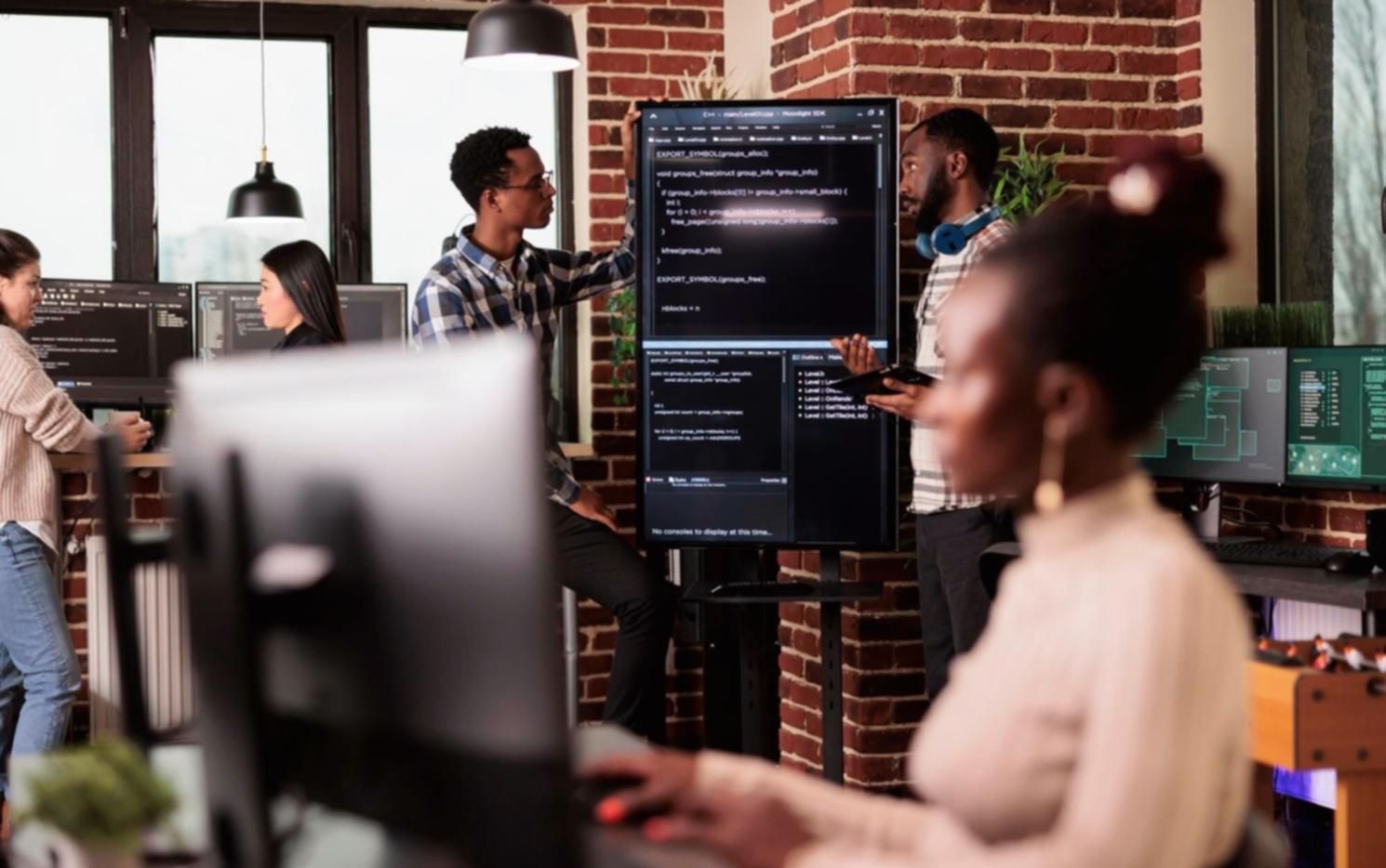 Client reviewing prototype designs on tablet